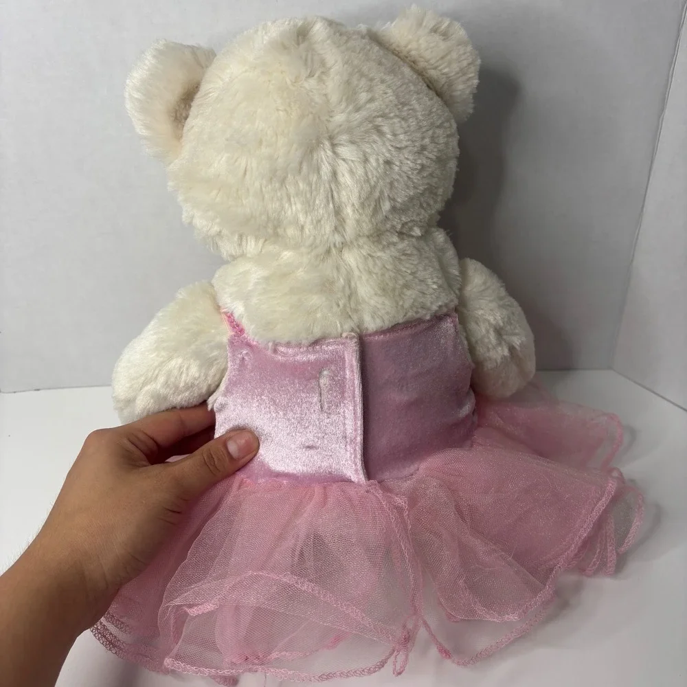 Build-A-Bear Workshop Cream Teddy Bear in Pink Ballerina Tutu Dress Plush Toy